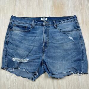 Denizen from Levi's Distressed High Rise Blue Denim Casual Jean Shorts 36
